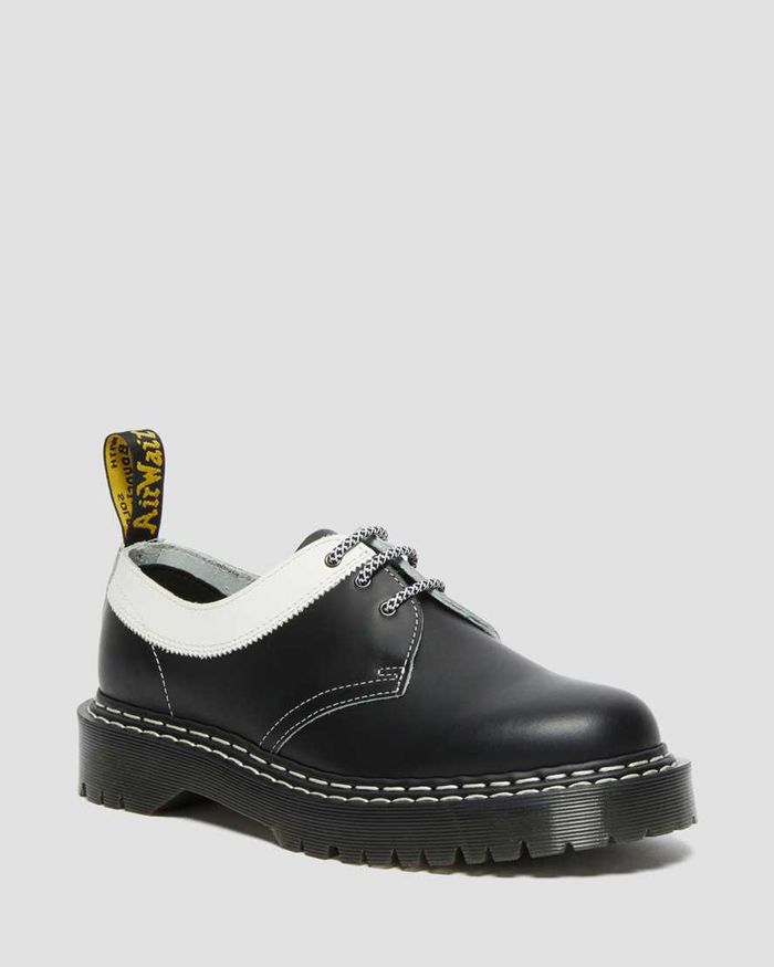 Dr Martens Mens 1461 Bex Smooth Contrast Leather Oxfords Black - 72496GVHC